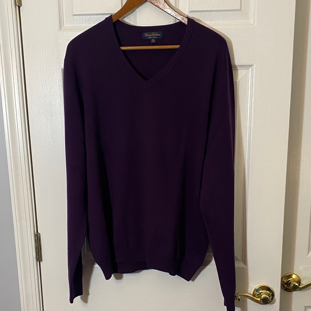 Brooks Brothers wool Men’s V-Neck Sweater in Deep Purple sweatshirt XL
